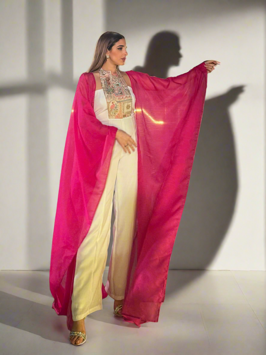 Fushia Serenity Jumpsuit and Abaya Set