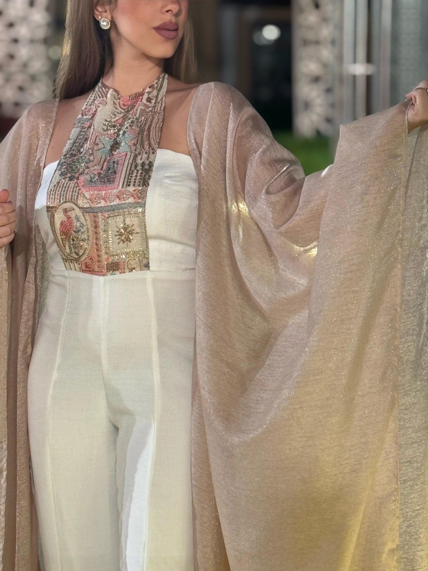 Gold Serenity Jumpsuit and Abaya Set